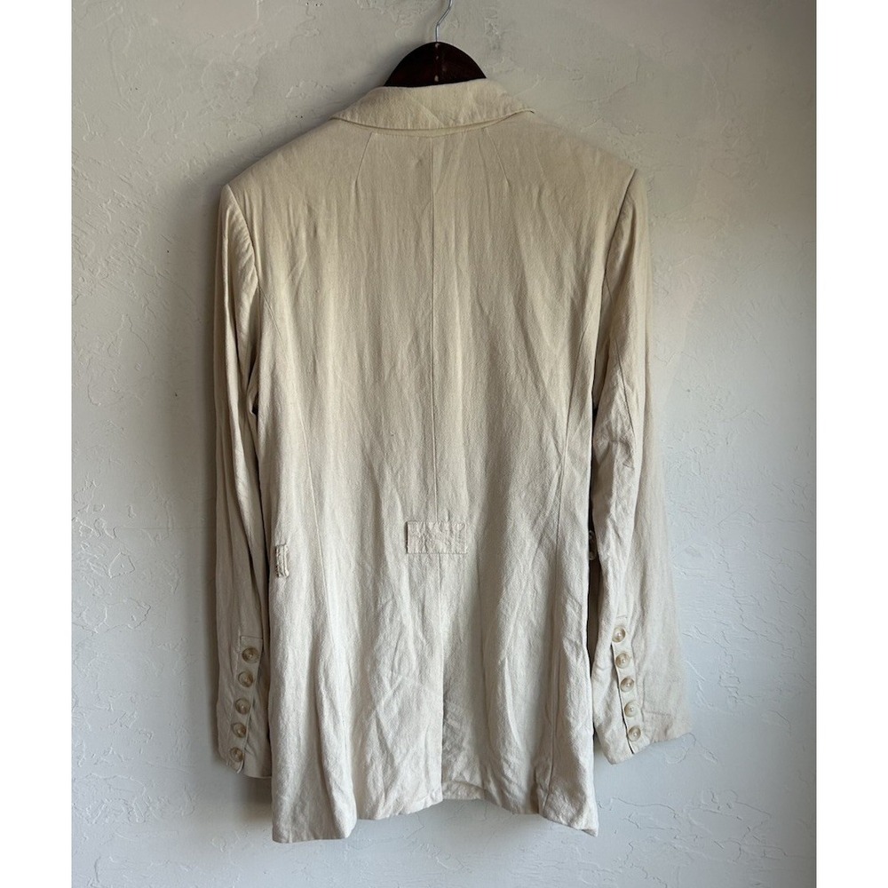 Free People Olivia Blazer M Oversized Double Breasted Linen Cream Minimalist - Picture 3 of 11